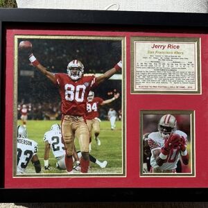 JERRY RICE Framed Sports Memorabilia Wall Art Display (12.5" L x15.5"W)